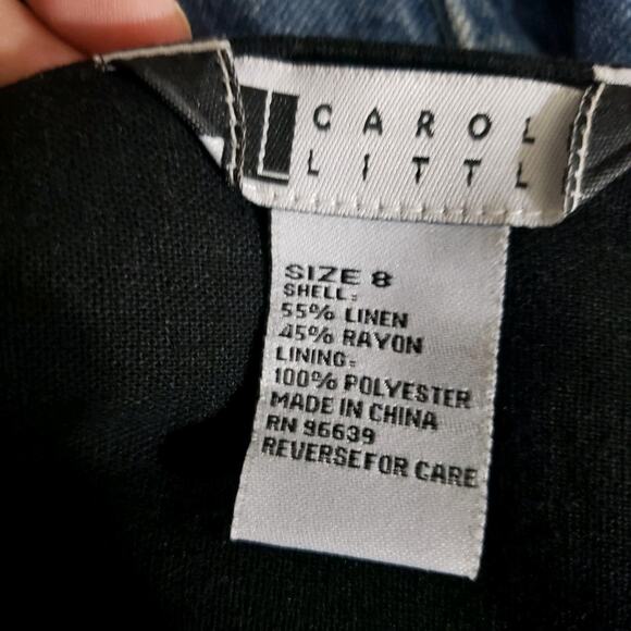 VTG Carole Little Sz 8 Black Linen Rayon‎ Peasant Skirt Floral Embroidered Boho - Picture 10 of 10